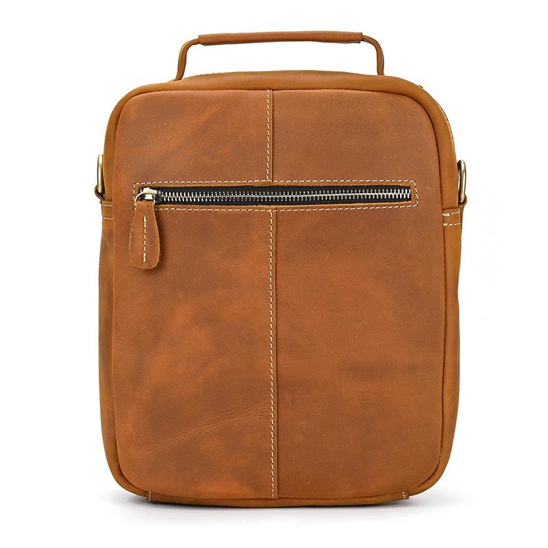 Leather Men's Vertical Messenger Bag Coffee Side Bag Vertical Messenger Bag For Men