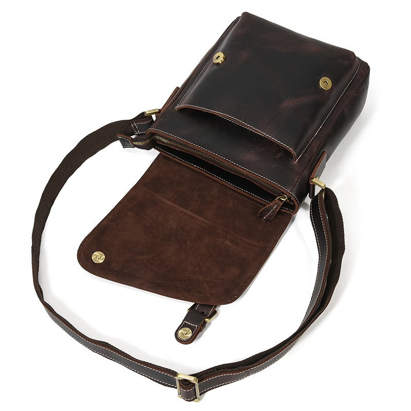 Vintage Leather Mens Vertical Courier Bag Side Bag Casual Vertical iPad Messenger Bag For Men