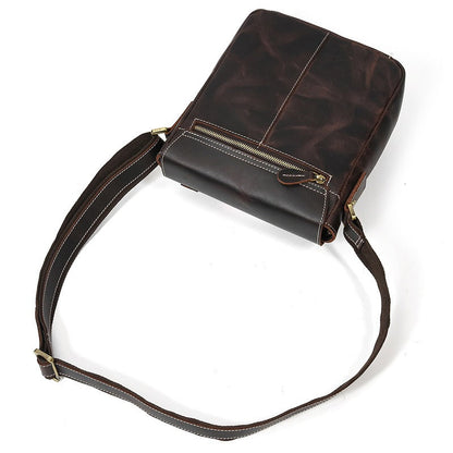 Vintage Leather Mens Vertical Courier Bag Side Bag Casual Vertical iPad Messenger Bag For Men