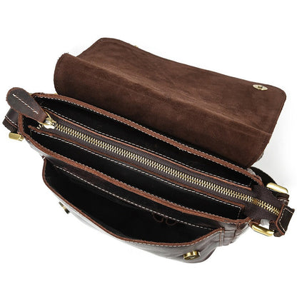 Vintage Leather Mens Vertical Courier Bag Side Bag Casual Vertical iPad Messenger Bag For Men