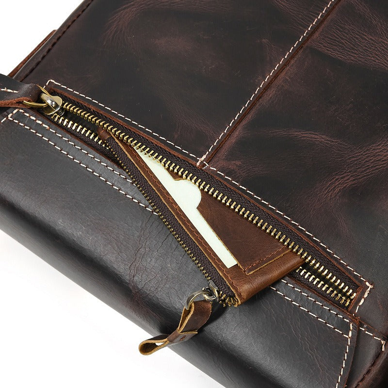 Vintage Leather Mens Vertical Courier Bag Side Bag Casual Vertical iPad Messenger Bag For Men