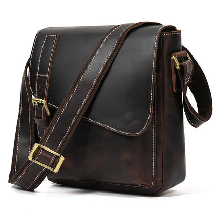 Vintage Leather Mens Vertical Courier Bag Side Bag Casual Vertical iPad Messenger Bag For Men