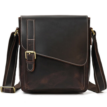 Vintage Leather Mens Vertical Courier Bag Side Bag Casual Vertical iPad Messenger Bag For Men