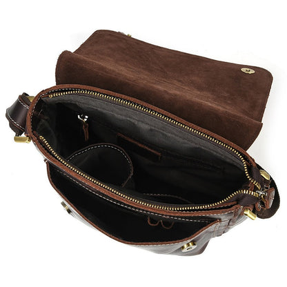 Vintage Leather Mens Vertical Courier Bag Side Bag Casual Vertical iPad Messenger Bag For Men