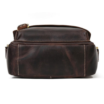 Vintage Leather Mens Vertical Courier Bag Side Bag Casual Vertical iPad Messenger Bag For Men