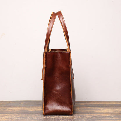 Vintage Mens Womens Leather Large Brown Tote Handbag Shoulder Tote Purse Tote Bag For Men