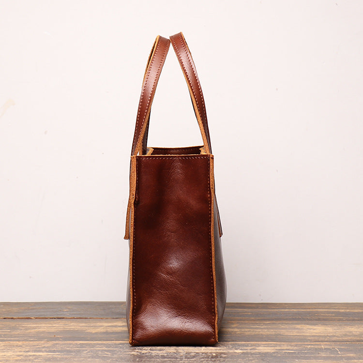 Vintage Mens Womens Leather Large Brown Tote Handbag Shoulder Tote Purse Tote Bag For Men