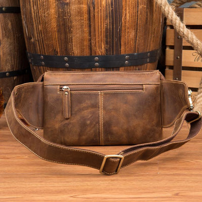 Vintage Leather Fanny Pack Mens Waist Bag Hip Pack Belt Bag Bumbag for Men