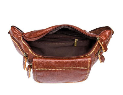 Vintage Black Leather Mens Fanny Pack Waist Bags Coffee Hip Pack Belt Bag Brown Bumbag for Men