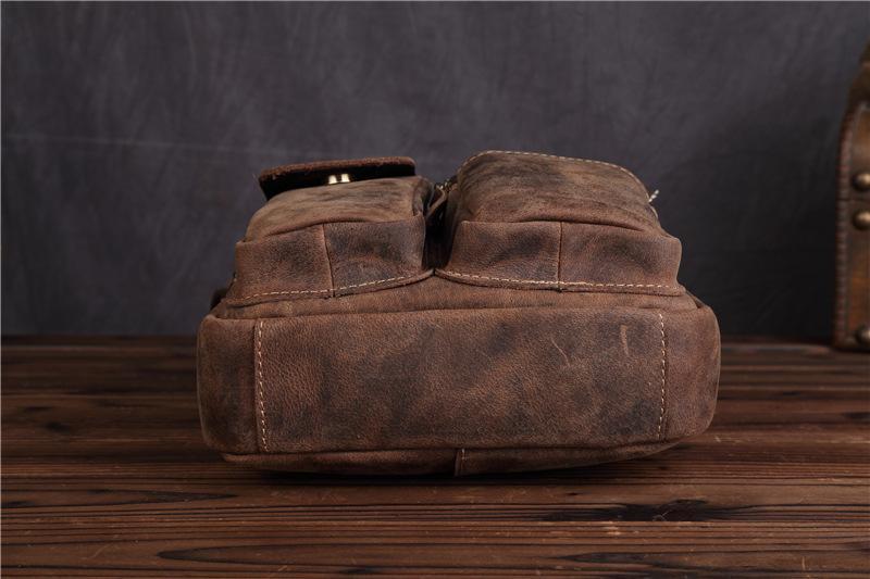 Vintage Leather Small Messenger Bag Shoulder Bag Handbag For Men