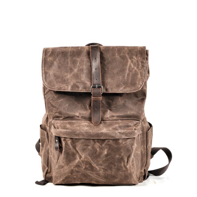 Waxed Canvas Mens Black Backpack Computer Khaki Backpack Travel Backpack Hiking Backpack for Men