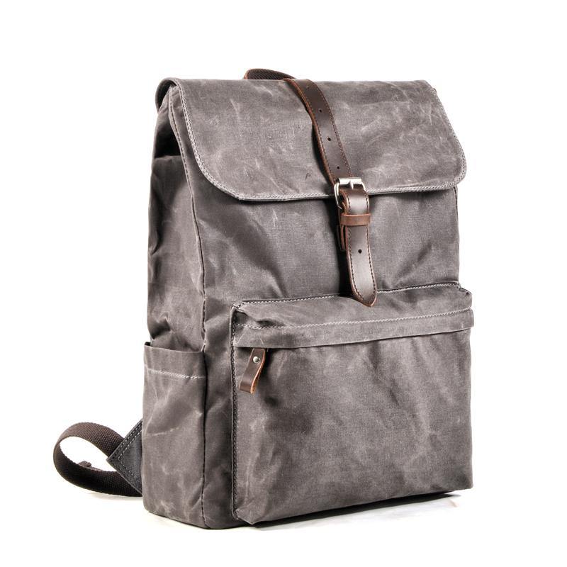 Waxed Canvas Mens Black Backpack Computer Khaki Backpack Travel Backpack Hiking Backpack for Men