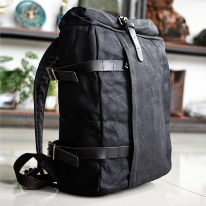 Waxed Canvas Mens Computer Khaki Backpack Black Backpack Travel Backpack Hiking Backpack for Men