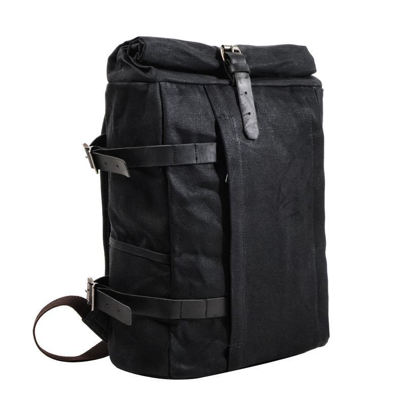 Waxed Canvas Mens Computer Khaki Backpack Black Backpack Travel Backpack Hiking Backpack for Men