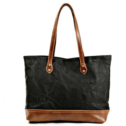 Waxed Canvas Mens Womens Tote Handbag Messenger Bags Black Canvas Shoulder Tote Bag For Men and Women