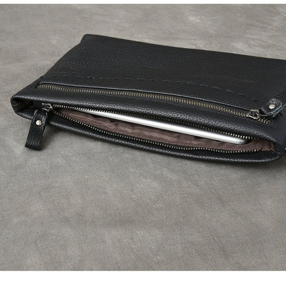 Black Leather Mens Multi Layer Business Clutch Wallet Wristlet Wallet For Men