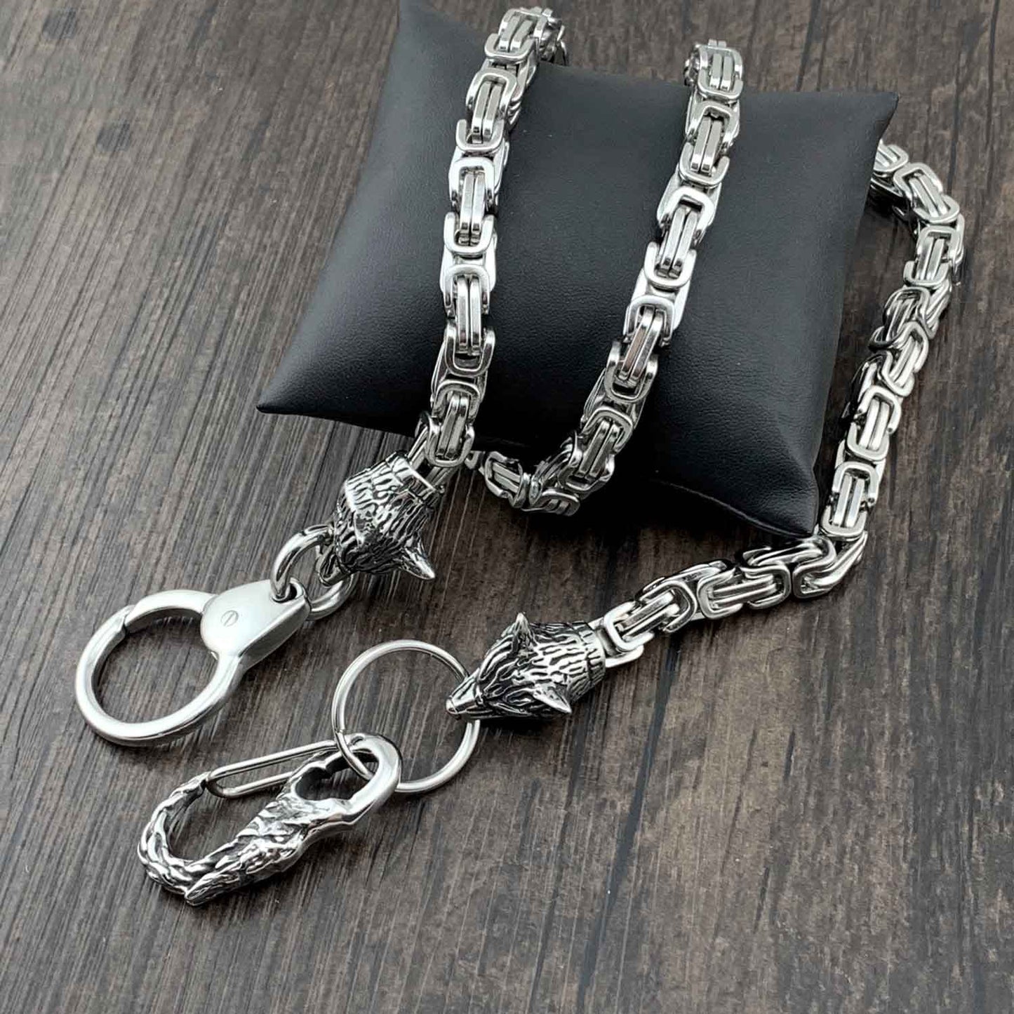 Wolf Head Stainless Steel Heavy STAINLESS STEEL Pants Chain Wallet Chain Double Chain For Men