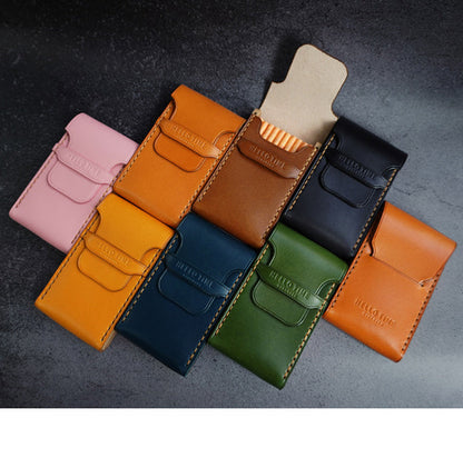 Wooden Black Leather 20pcs Slim Cigarette Case Custom Slim Cigarette Holder for Women