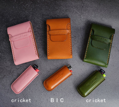 Wooden Green Leather 20pcs Slim Cigarette Case Custom Slim Cigarette Holder for Women