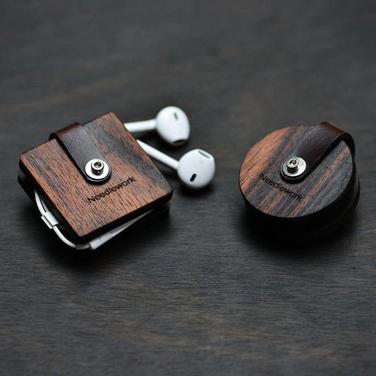 Wooden Earphone Holder Headphone Wooden Organizer Rolling Keeper Cable Organizer Gift for audiophile